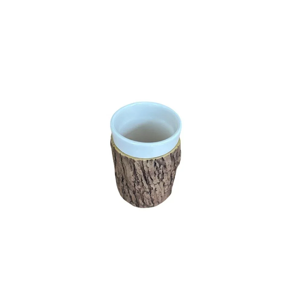 Rustic TreeBark BathroomSet - Soap Dispenser Toothbrush Holder Tumbler TissueBox